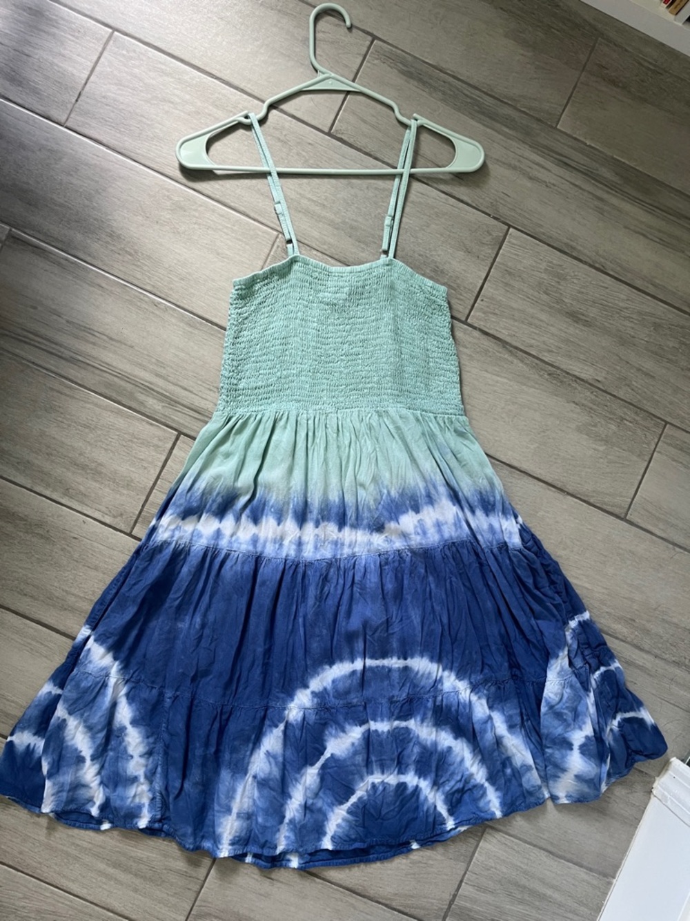 Magic Mint & Blue Tie-Dye Spaghetti Strap Dress